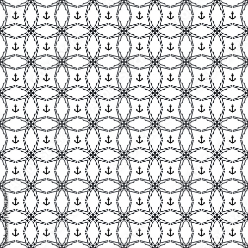 Vector seamless anchor pattern EPS. Modern stylish texture SVG. Geometric striped ornament. Monochrome linear braids. Black and White anchor Pattern