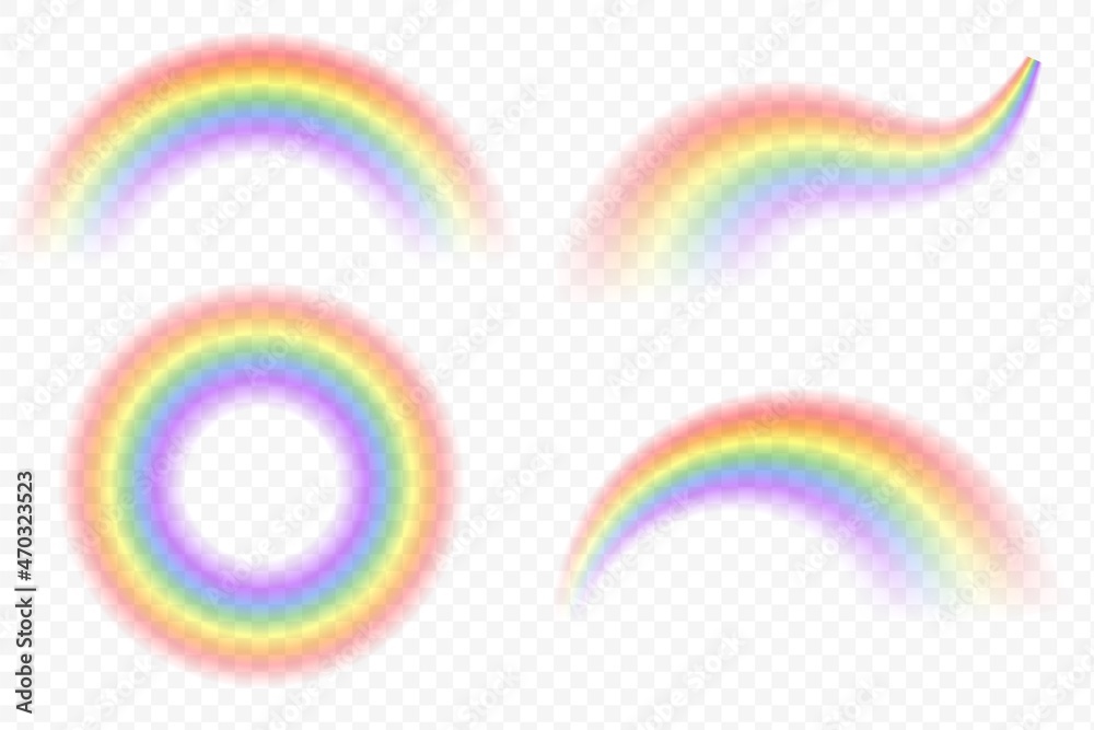 Obraz premium Realistic rainbow set. Sky magic spectrum fantasy effect