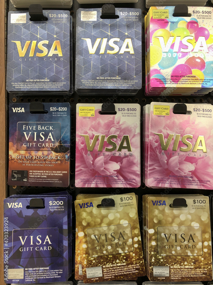 VISA Gift Cards. VISA facilitates electronic funds transfers throughout the  world. Photos | Adobe Stock