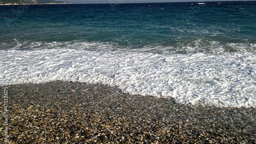 Meer, Strand, Wellen, Kiesstrand, Samos, Griechenland