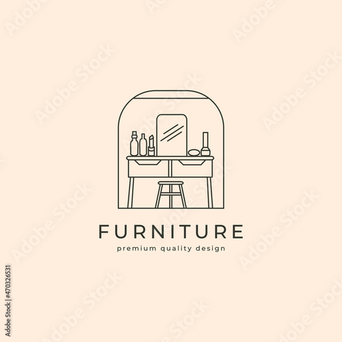 vector of minimalist furniture logo vector line art symbol illustration design, dressing table logo