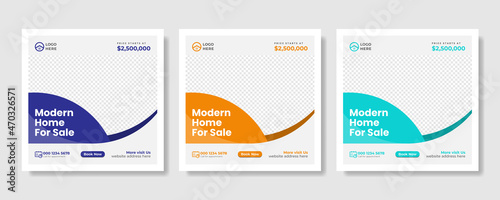 Real estate business social media post and square flyer template