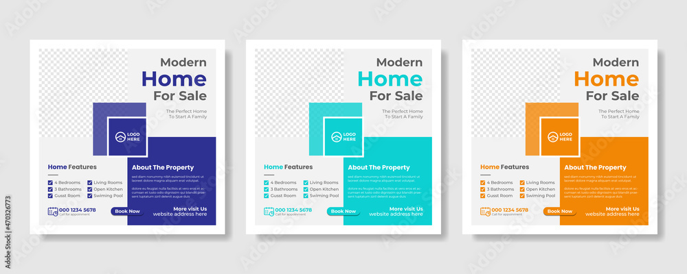 Obraz premium Real estate business social media post and square flyer template