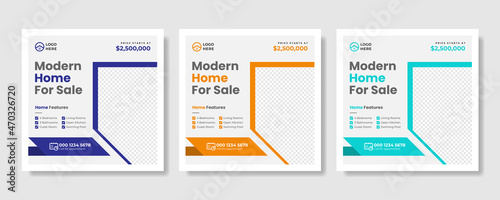 Real estate business social media post and square flyer template