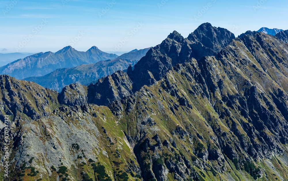 The mountain ridges of the Tatras is the autumn time of the year.