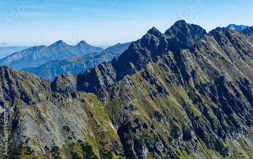 The mountain ridges of the Tatras is the autumn time of the year.
