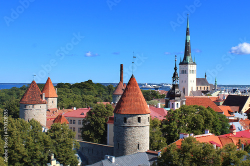 View of the old town of Tallinn (Europe) from the observation deck 