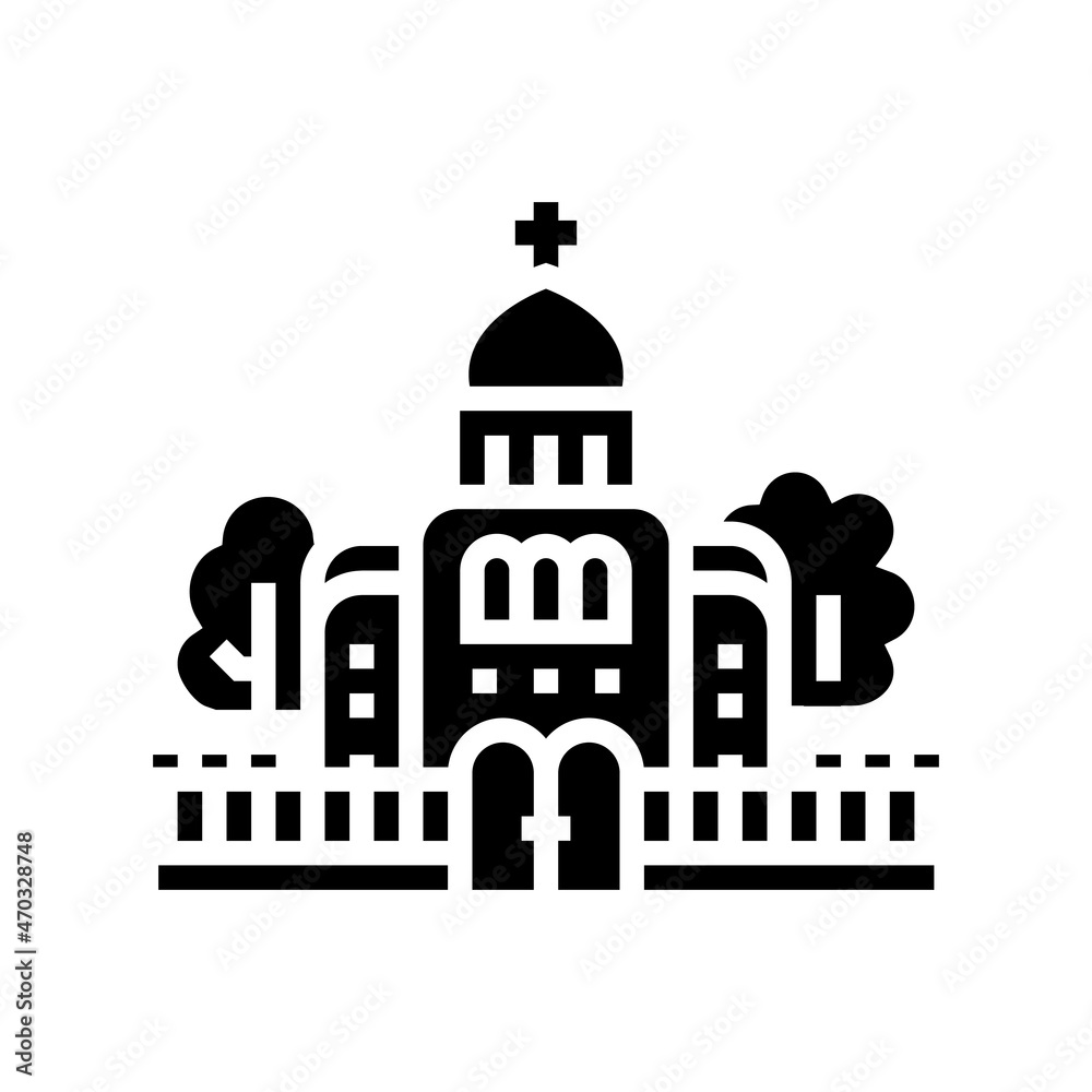 temple cathedral praying building glyph icon vector. temple cathedral praying building sign. isolated contour symbol black illustration