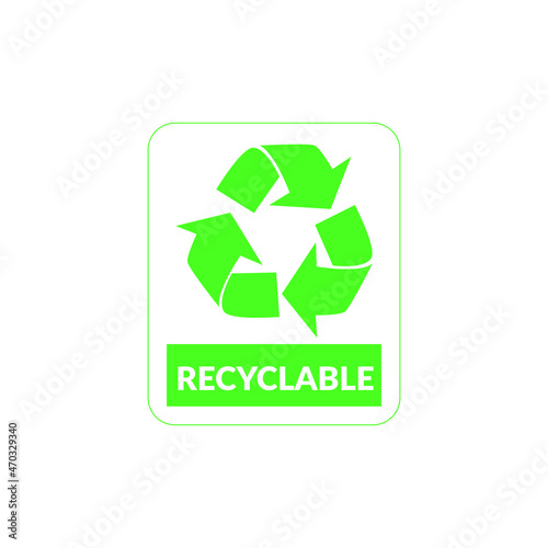 Recyclable trash symbol, vector illustration, vector icon, reusable trash symbol.