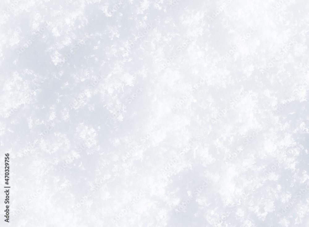 Snow crystals texture. A layer of shiny white snow. Winter background for Christmas projects.