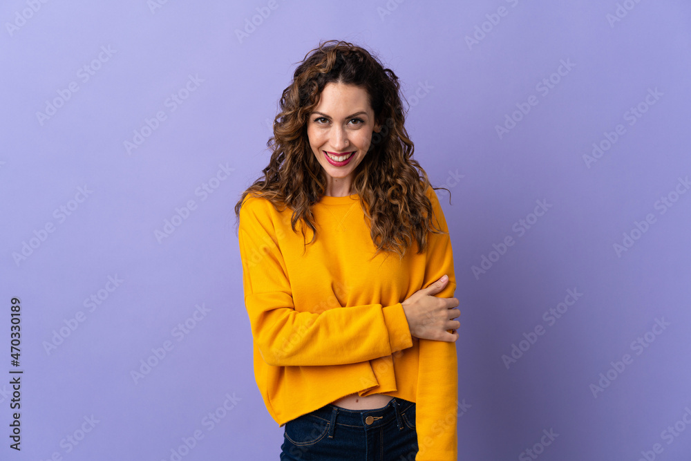 Young caucasian woman isolated on purple background laughing Young caucasian woman isolated on purple background laughing