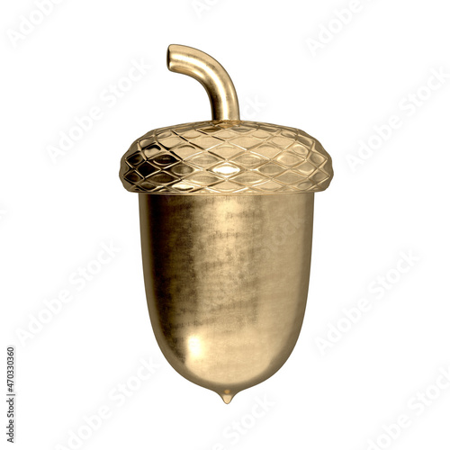 Scratched metal acorn 3d rendering