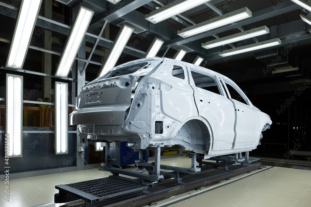 Automobile production line. ar painting. Modern car assembly plant Automobile production line. ar painting. Modern car assembly plant