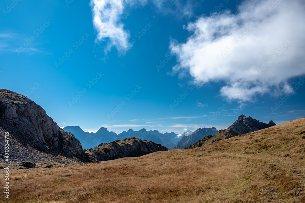 The Carnic Alps in a colorful autumn day