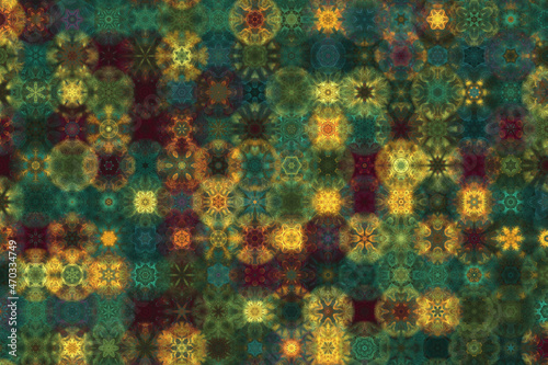 Very beautiful kaleidoscope and mandala shapes in various colors, all of the shapes are matched together 
