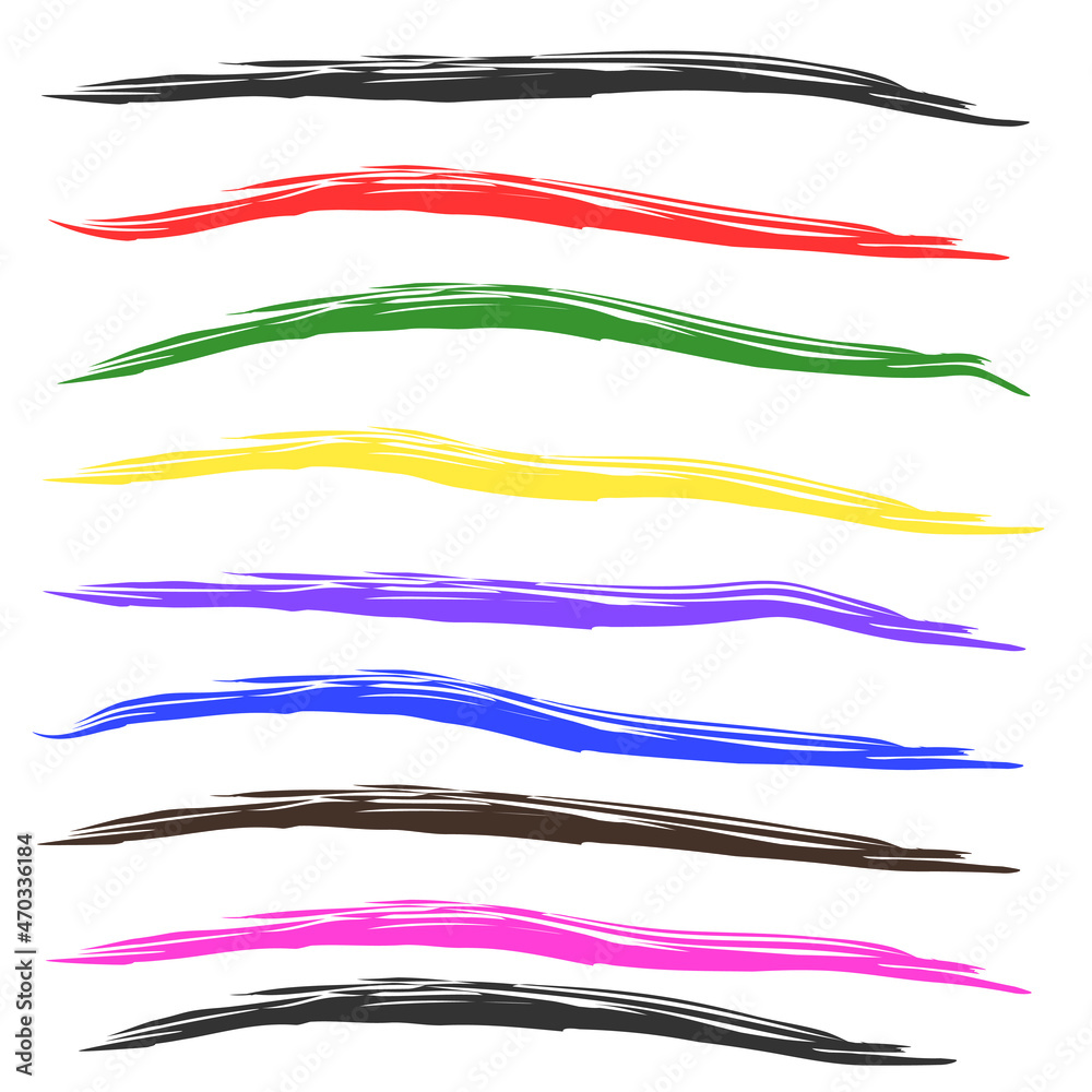 set of watercolor paint strokes or underline