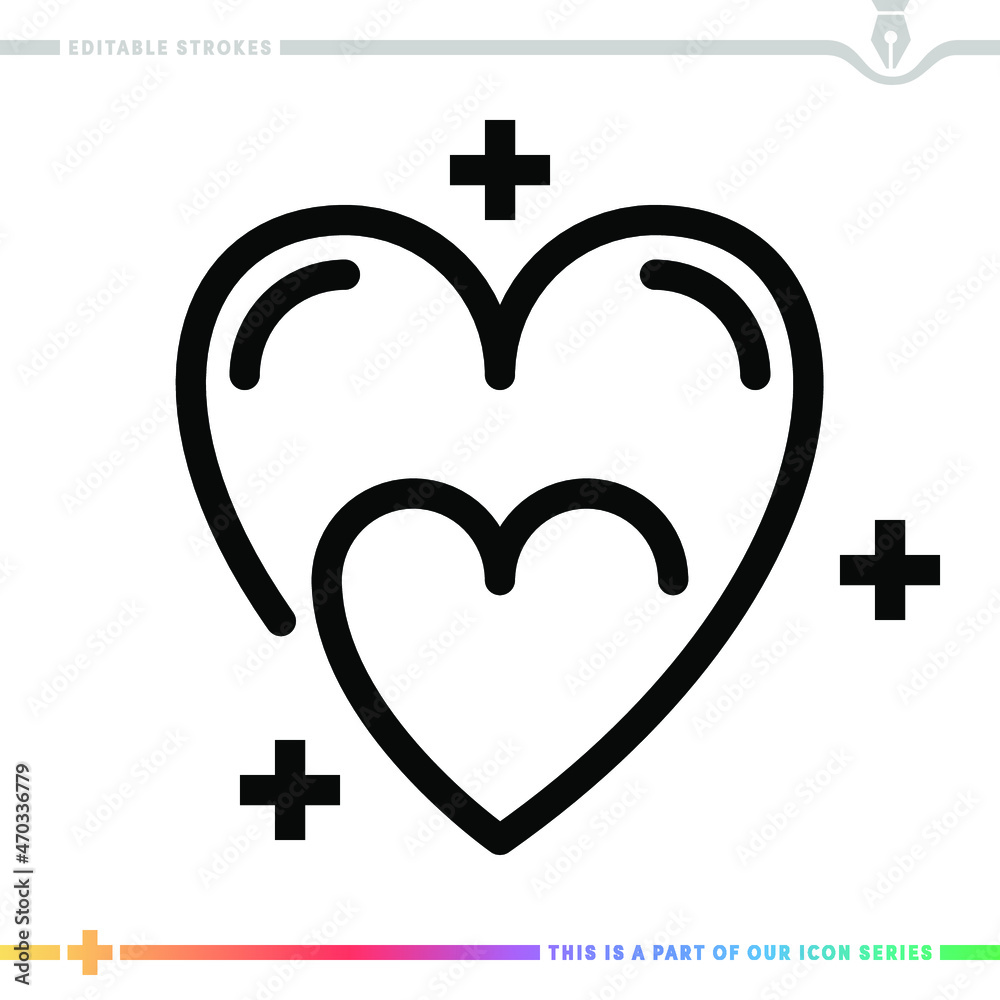 Obraz premium The editable line icon of caring people can be used as a customizable black stroke vector illustration.