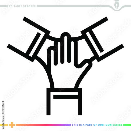 The editable line icon of agile teams can be used as a customizable black stroke vector illustration.