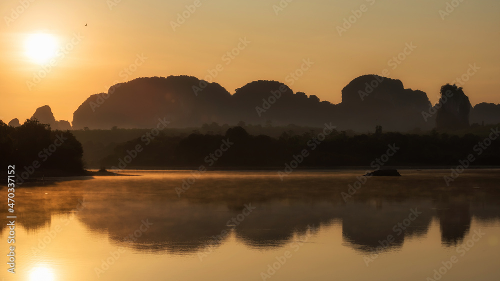 Nong Thale lake at sunrise, Krabi, Thailand