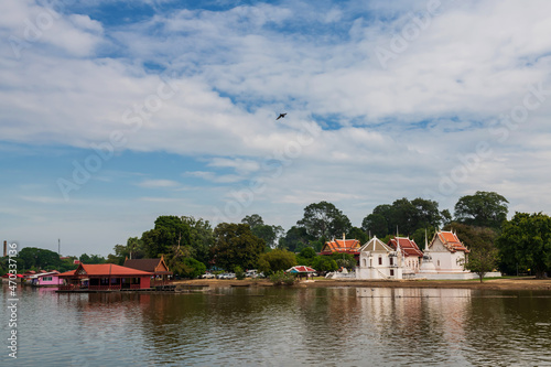 Wat Uposatharam by river in Uthai Thani, Thailand