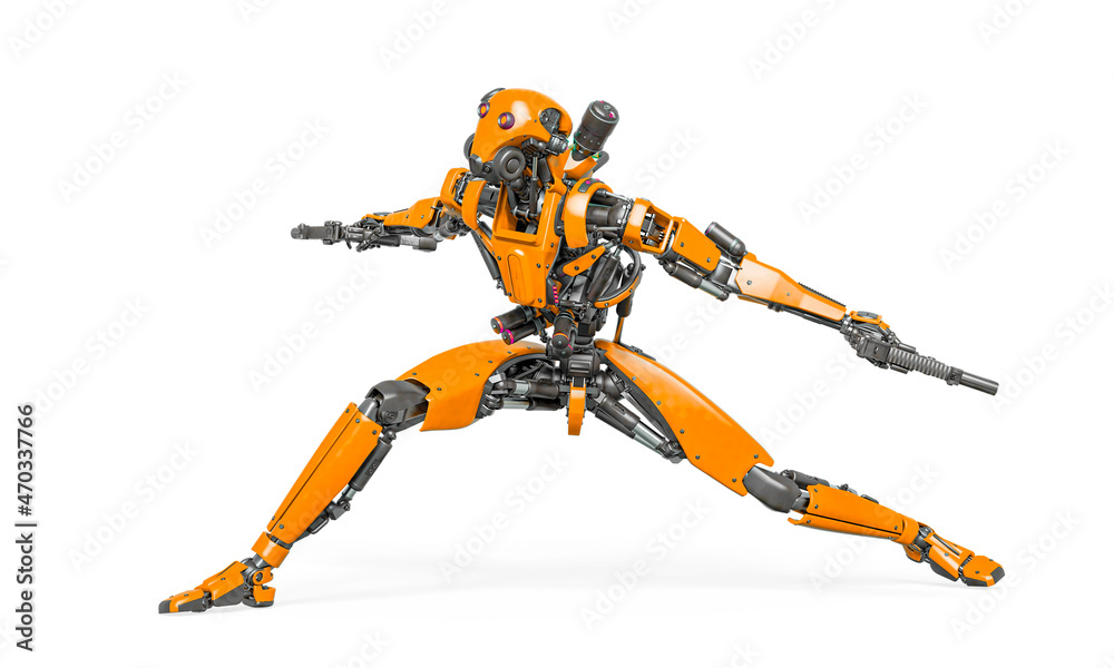 droid soldier is crouched in action and holding a pistol droid soldier is crouched in action and holding a pistol