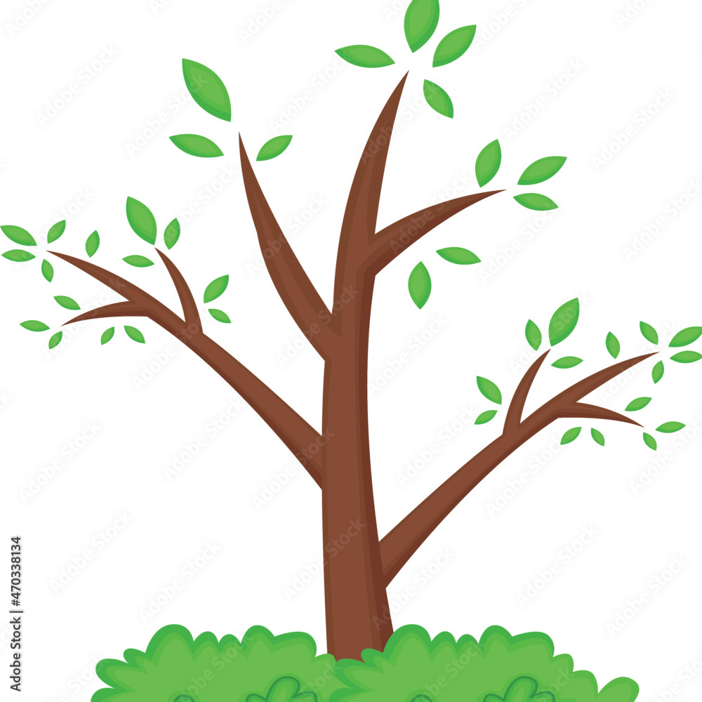 tree with leaves and bush vector design tree with leaves and bush vector design