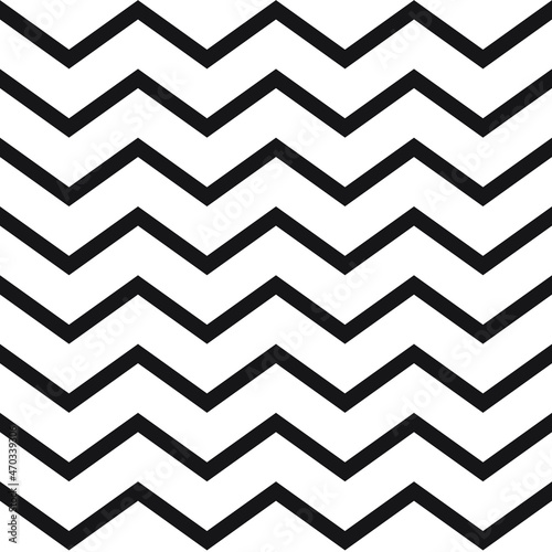 Black and white zigzag pattern, background. Chevron seamless vector.