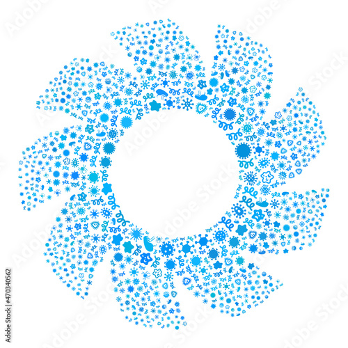 Vector infection turbine icon composition of pandemic microbes. Turbine mosaic is organized of infection elements, parasites, microbes, spores, contagious agents, and based on turbine icon.