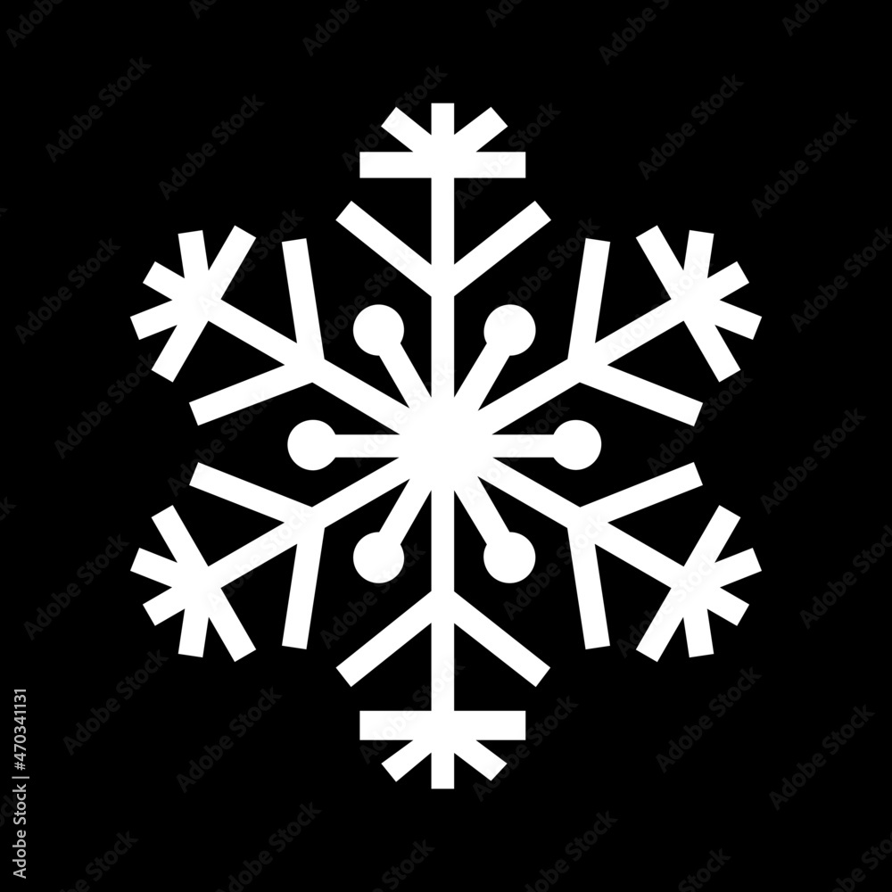 Snowflake icon. Beautiful six-branch snowflake of artistic shape. Vector Illustration