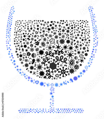 Vector infection water glass icon collage of contagious microbes. Water glass mosaic is created of infection items, parasites, microbes, spores, contagious agents, and based on water glass icon.