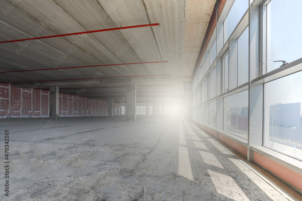 Concrete interior of building under construction.. Concrete interior of building under construction..