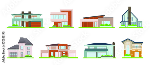 Fototapeta Naklejka Na Ścianę i Meble -  Vector illustration of a house on a white background. Sweet home. Icons for cottages, townhouses, villas, houses, buildings. A hand drawn house. The project of the building. Drawing of the house