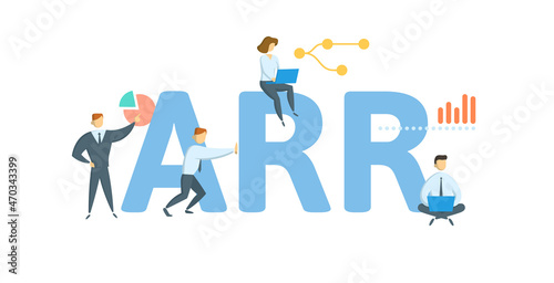 ARR, Average Rate of Return. Concept with keyword, people and icons. Flat vector illustration. Isolated on white.