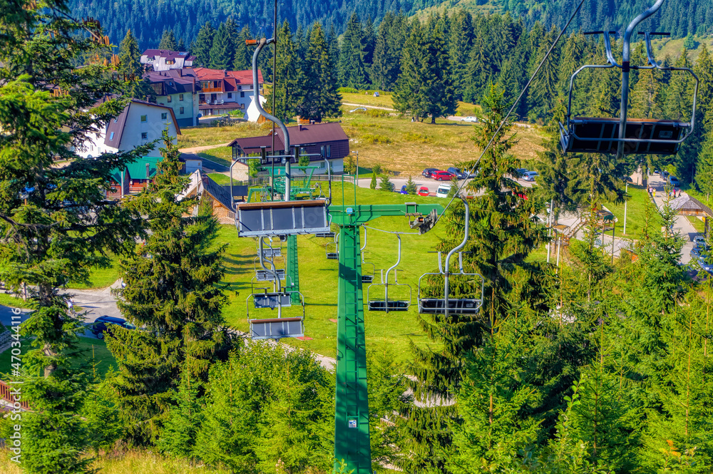 Ski lift standing during summer time at mountain Vlasic in Bosnia and Herzegovina.