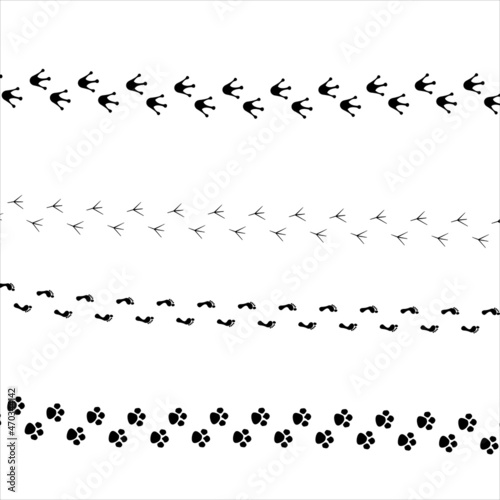 flock of animals hand drawn on white background