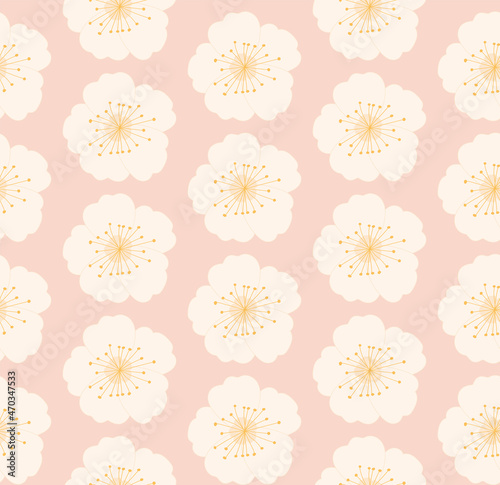 Tropic flower vector illustration. Botanical seamless pattern. repeating floral motif, print for fabric, paper, stationery