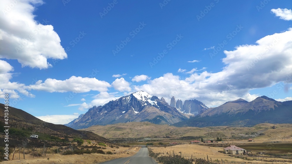 Road to Torres del Paine National Park, Patagonia,  Chile