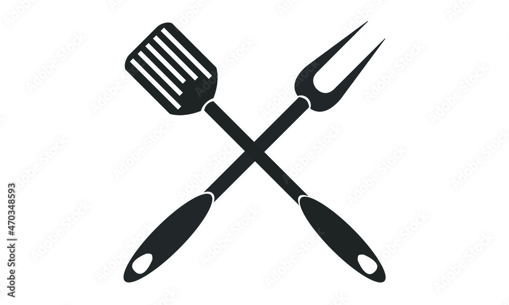 Grill tools icon a spatula and fork vector Grill tools icon a spatula and fork vector