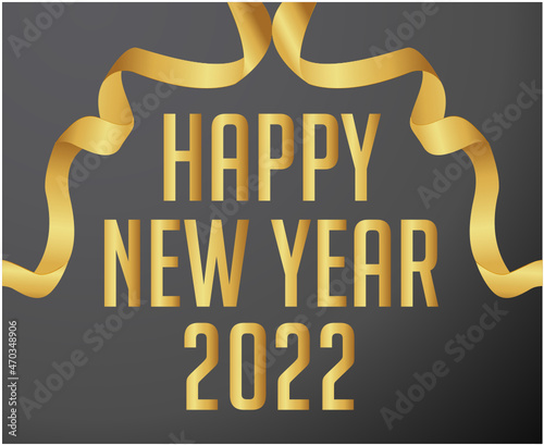 Happy New Year 2022 Vector Abstract Holiday Illlustration Gold With Black Background