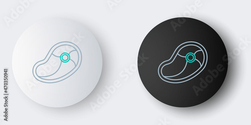 Line Steak meat icon isolated on grey background. Colorful outline concept. Vector
