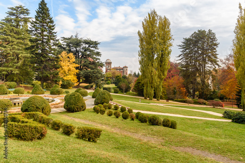 Public gardens of Villa Toeplitz at autumn season in Varese, Lombardy, Italy. photo