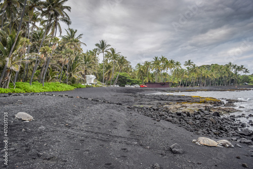 Black sand beach, Kauai (Hawaii)