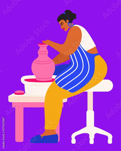 Illustration of person working on pottery wheel