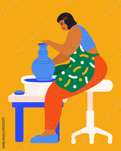 Illustration of person working on pottery wheel