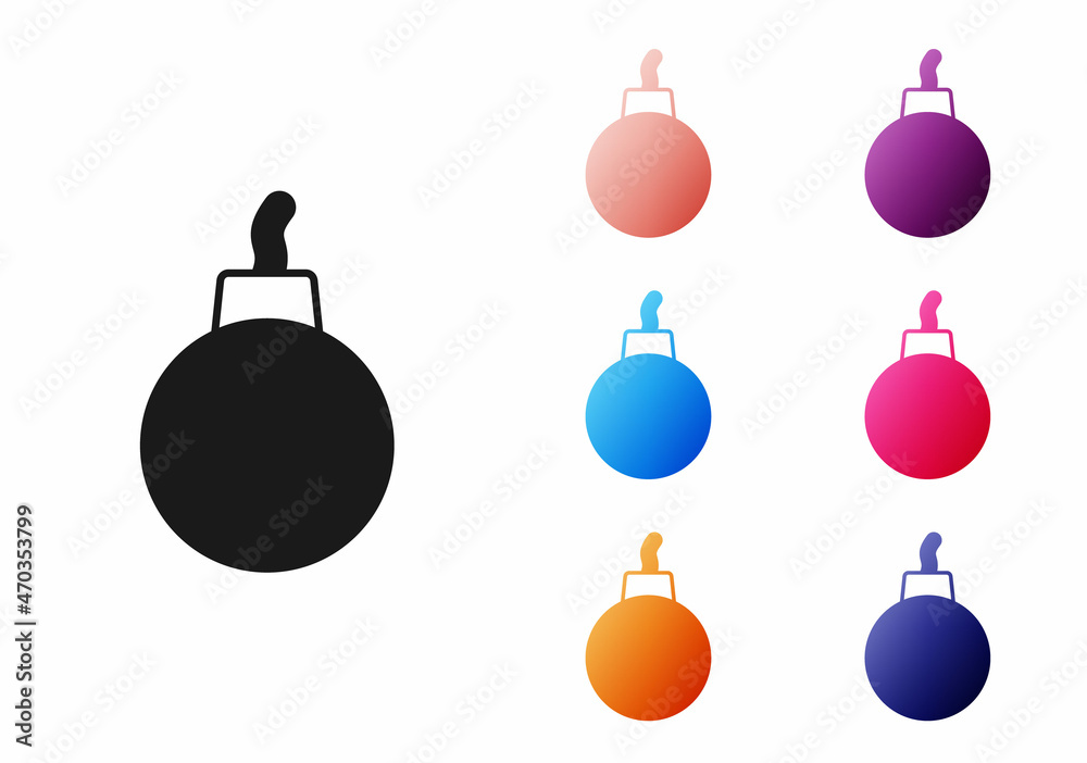 Black Bomb ready to explode icon isolated on white background. Set icons colorful. Vector Black Bomb ready to explode icon isolated on white background. Set icons colorful. Vector