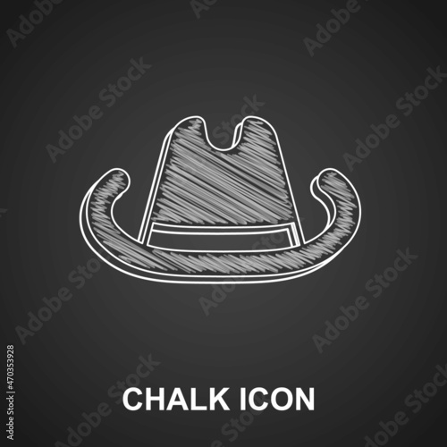 Chalk Western cowboy hat icon isolated on black background. Vector
