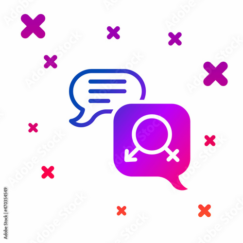 Color Gender equality icon isolated on white background. Equal pay and opportunity business concept. Gradient random dynamic shapes. Vector