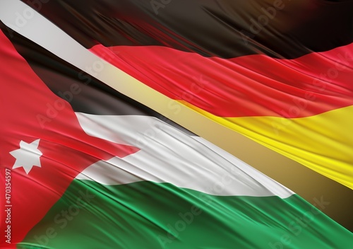 German Flag with Abstract Jordan Flag Illustration 3D Rendering (3D Artwork)