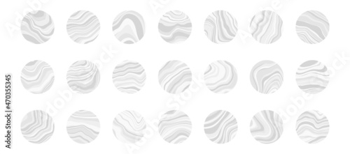 Set of highlights covers for social media stories. Vector abstract marble elements, isolated on white background.