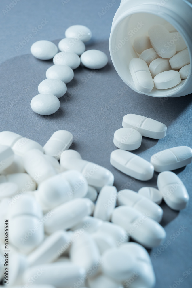 Consept of pill overdose and opioid crisis. Drug overuse. Death. Suicide. Consept of pill overdose and opioid crisis. Drug overuse. Death. Suicide.